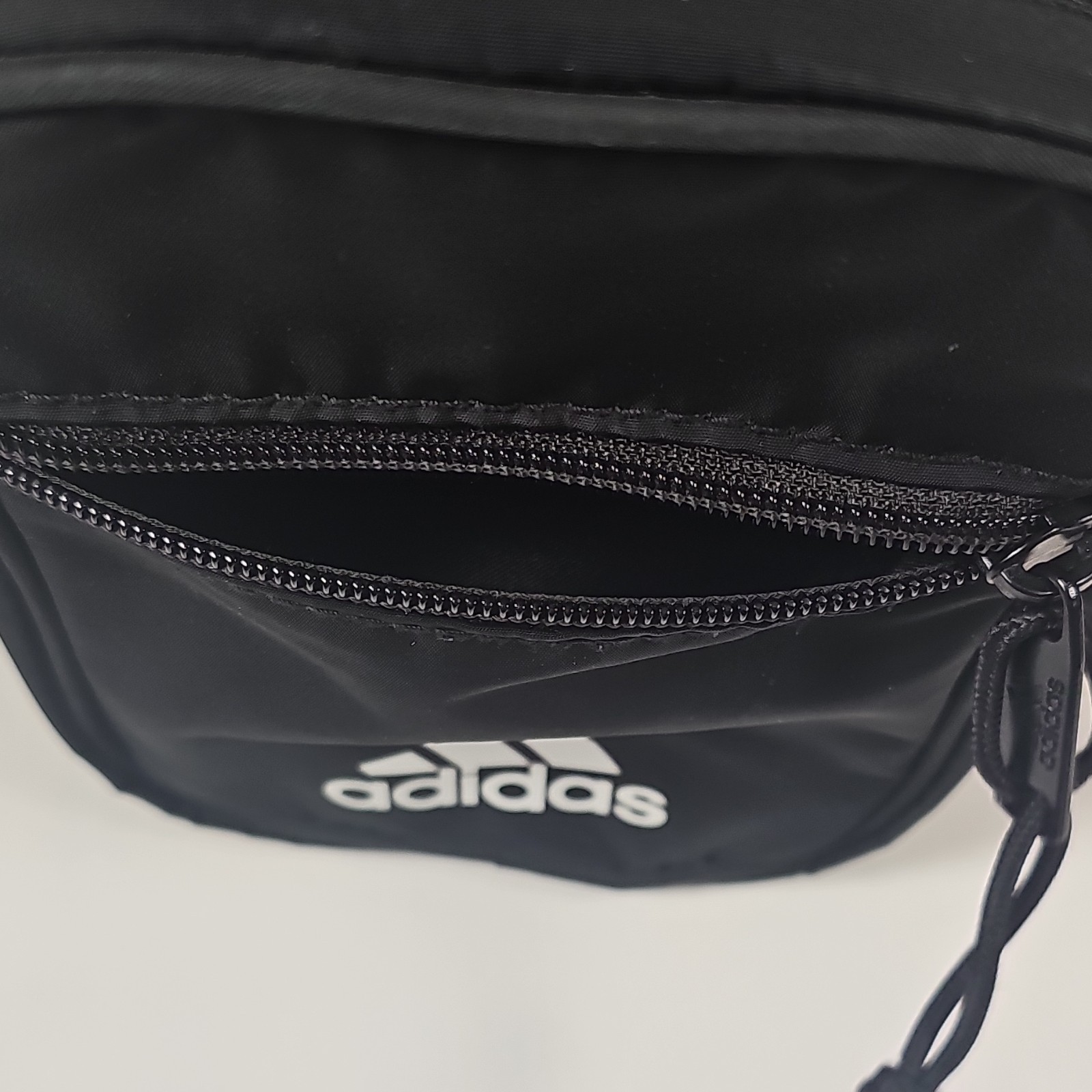 Adidas Black Small Crossbody Bag Zip Closure Outer Pockets Adjustable Strap