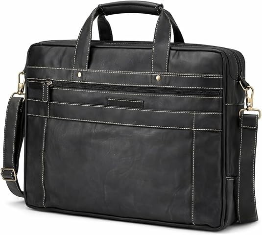 Buffalo Full Grain Leather briefcase 16 Inch Laptop Messenger Bags for Unisex