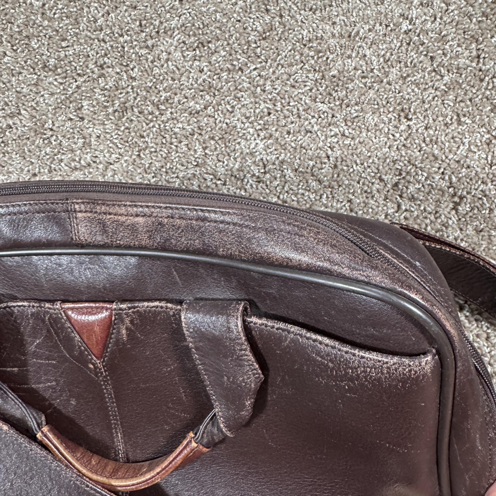 Johnston & Murphy Brown Leather Business Case Mens Laptop Shoulder Strap