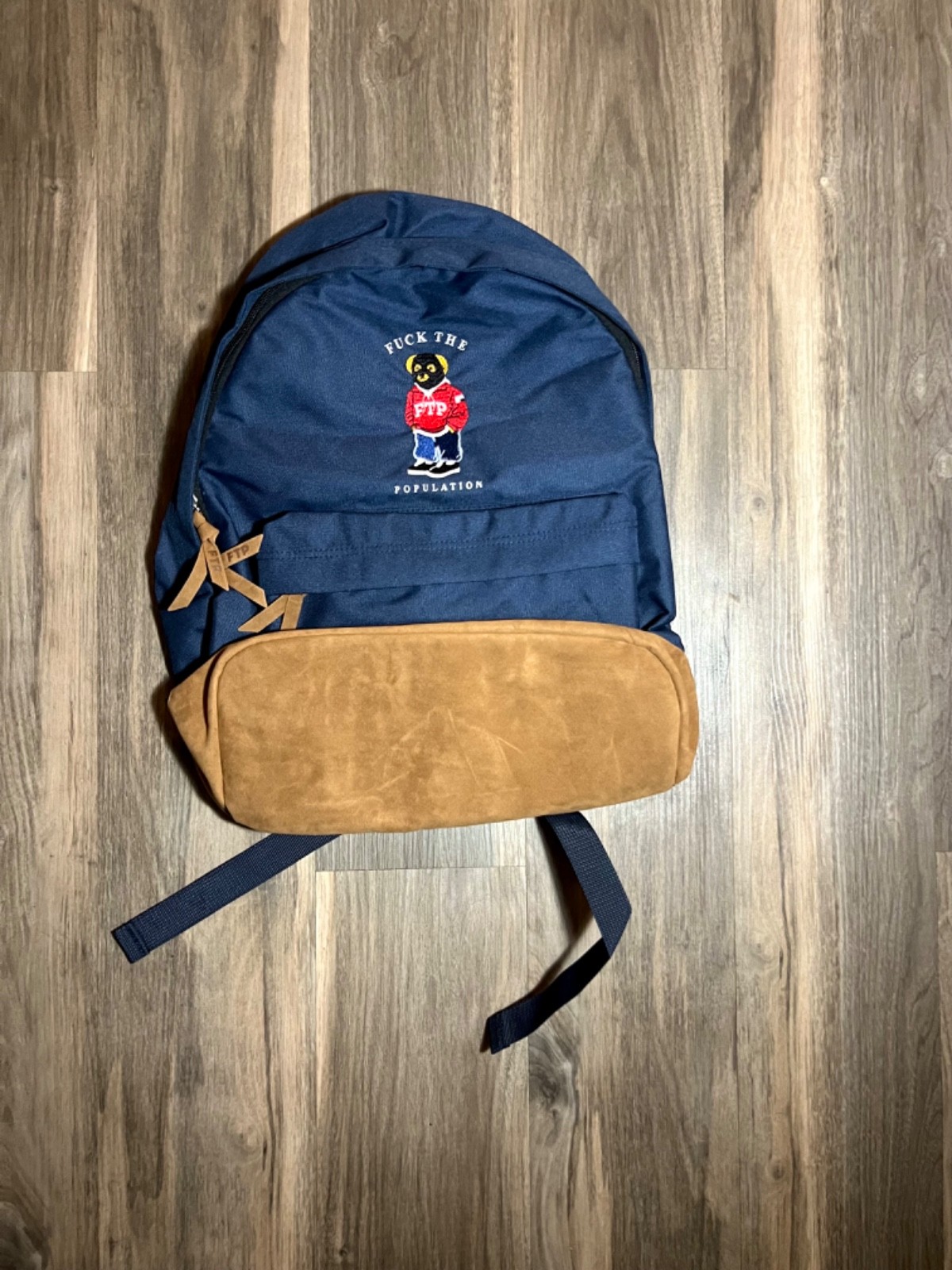 FTP Bear Embroidered Backpack Navy Blue FuckThePopulation School Bag New