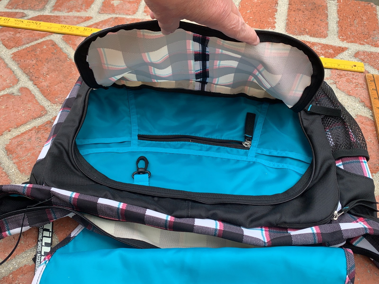 vtg JanSport🌀Crossbody Messenger Backpack 90’s plaid pink teal black white RARE