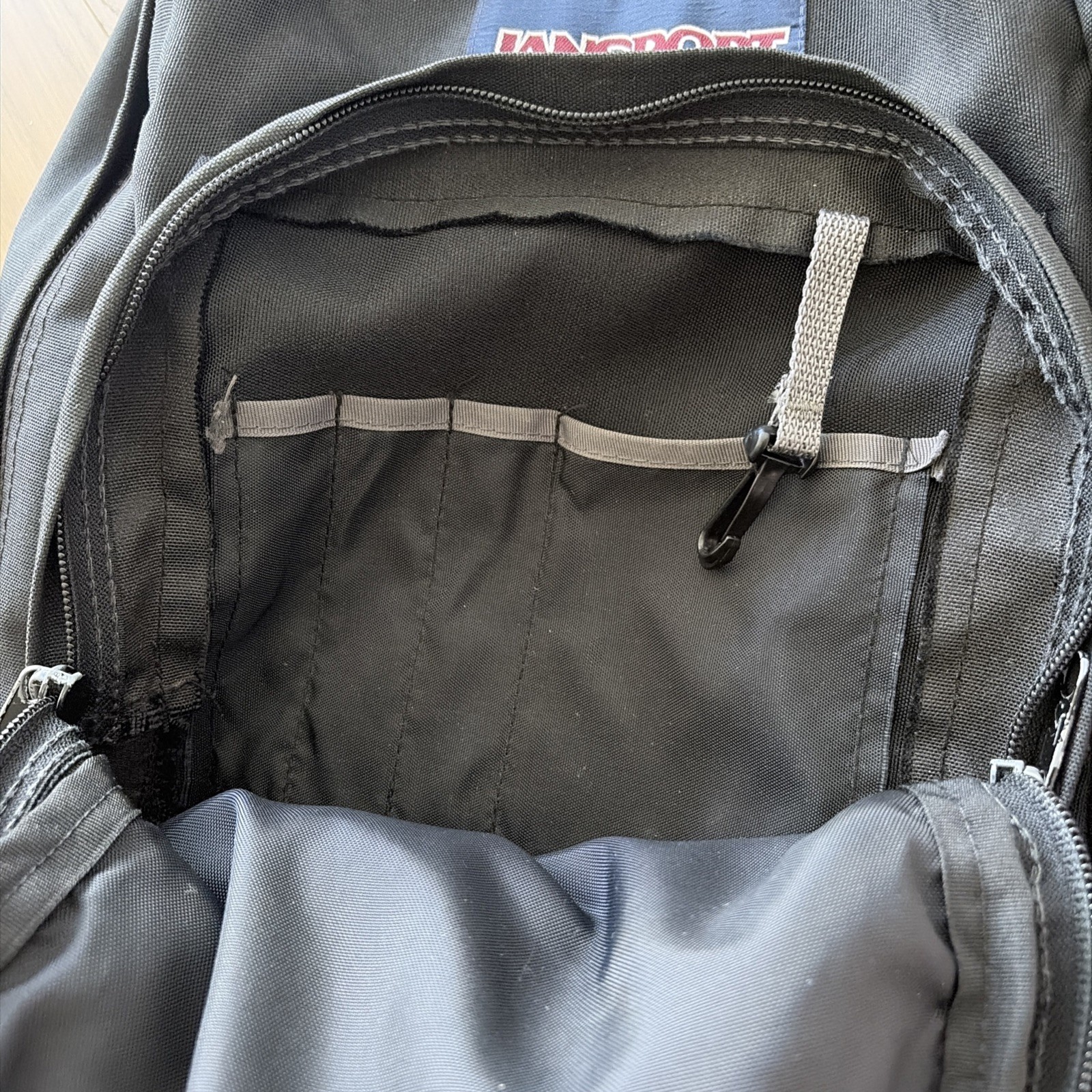 Jansport Suede Bottom Back Pack Solid Black Vintage Backpack (See Photos)