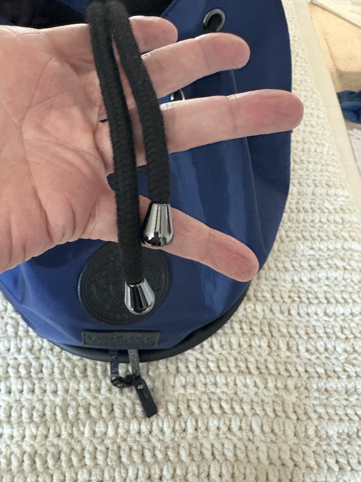 Versace Parfums Draw-string Large Navy Blue With Black Backpack Medusa Logo