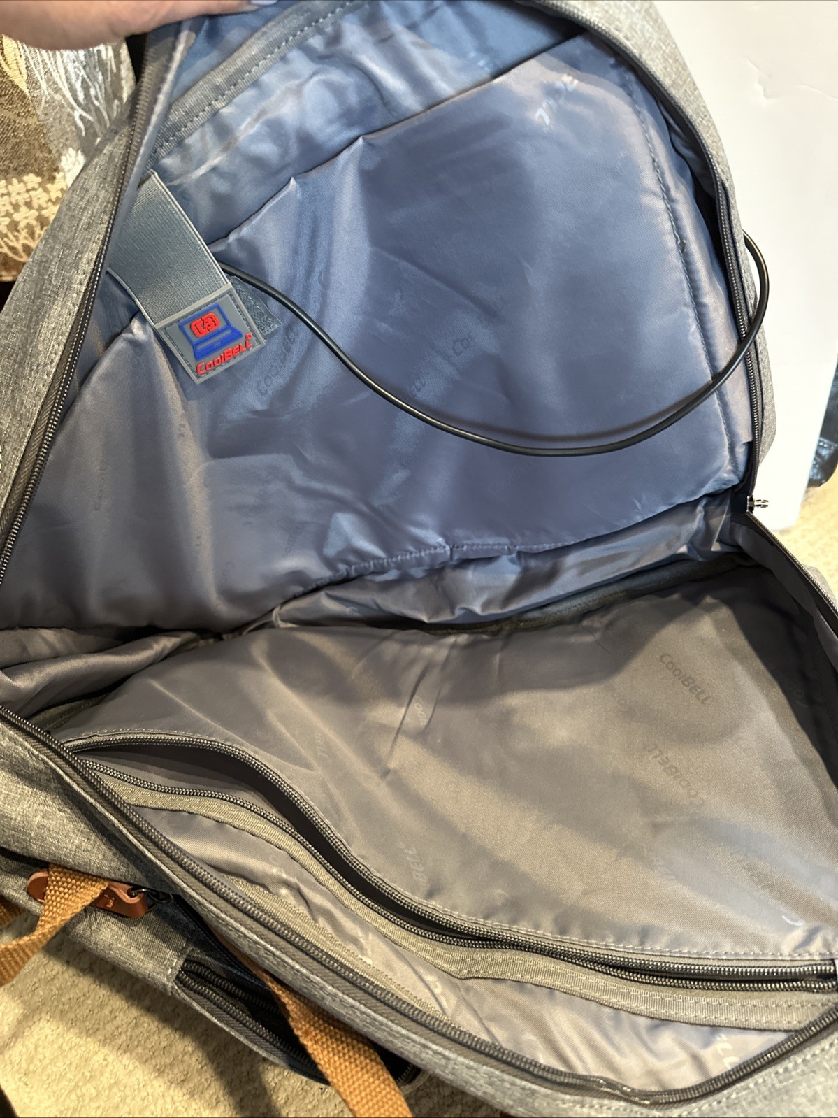 Men’s Dark Grey Coolbell Backpack, Travel bag Multiple Pockets And Zippers 3way
