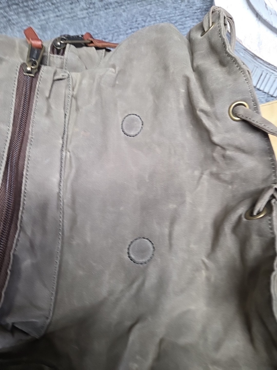 Duluth Trading Co Backpack Satchel Brown Oil Cloth Hiking Duffle Bag