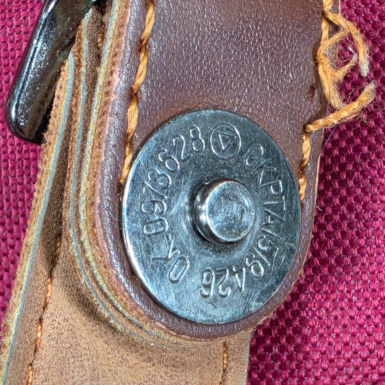 Kaukko Backpack Unisex Large Red Excellent Canvas Rucksack Faux Leather Straps