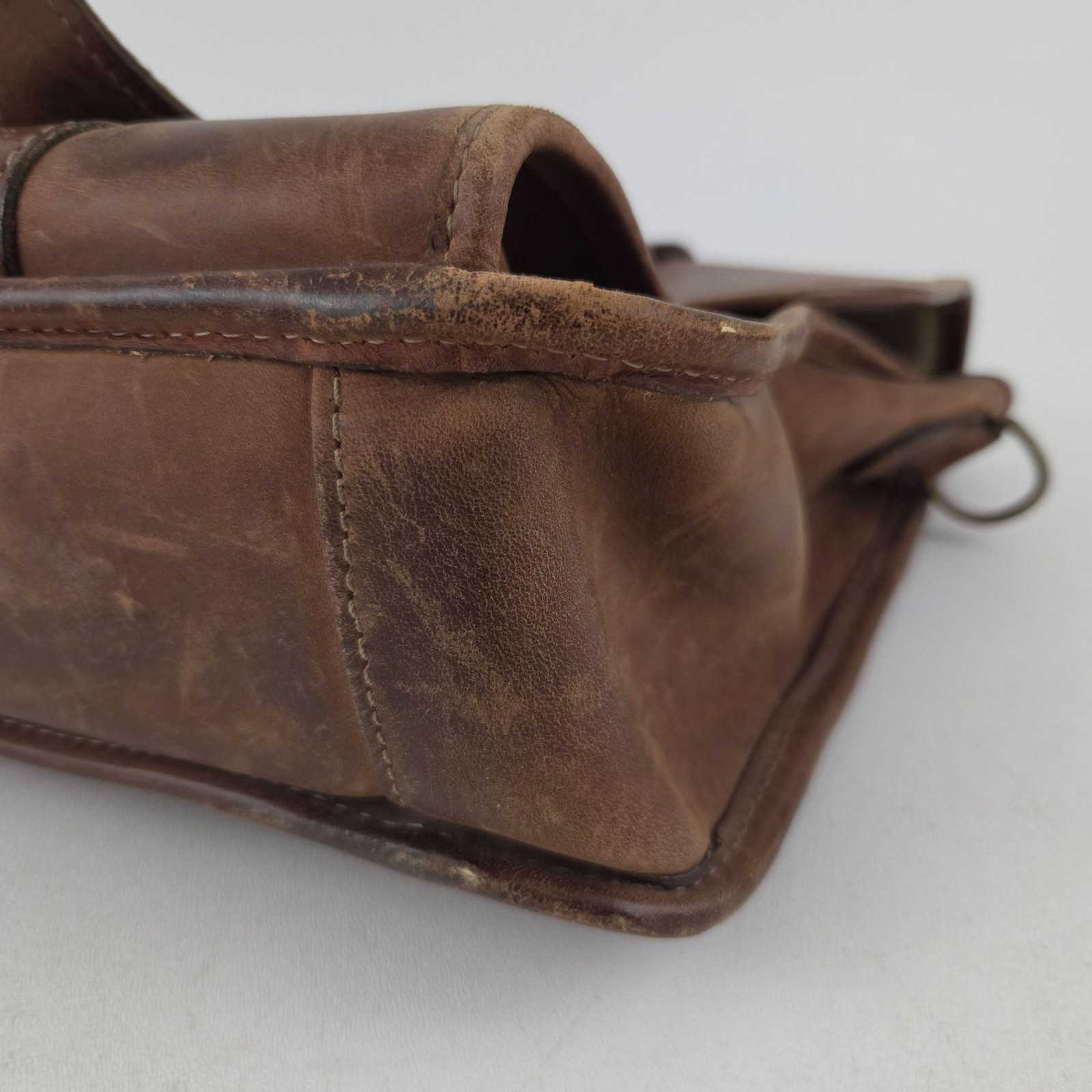 Schlesinger Leather Briefcase Bag Mens Large Brown Full Grain Organizer Business
