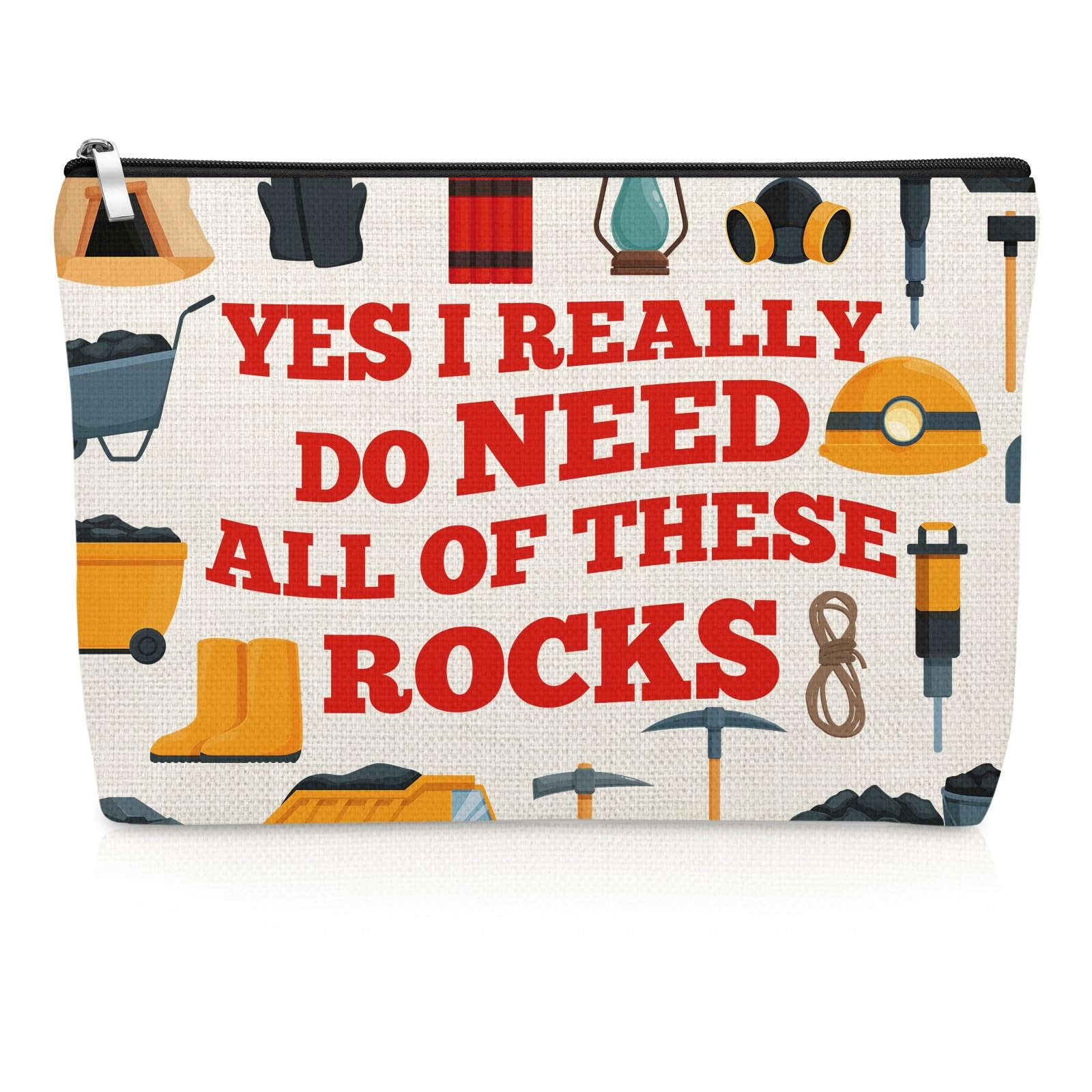 Rock Lover Gift for Woman Geology Makeup Bag Appreciation Off White
