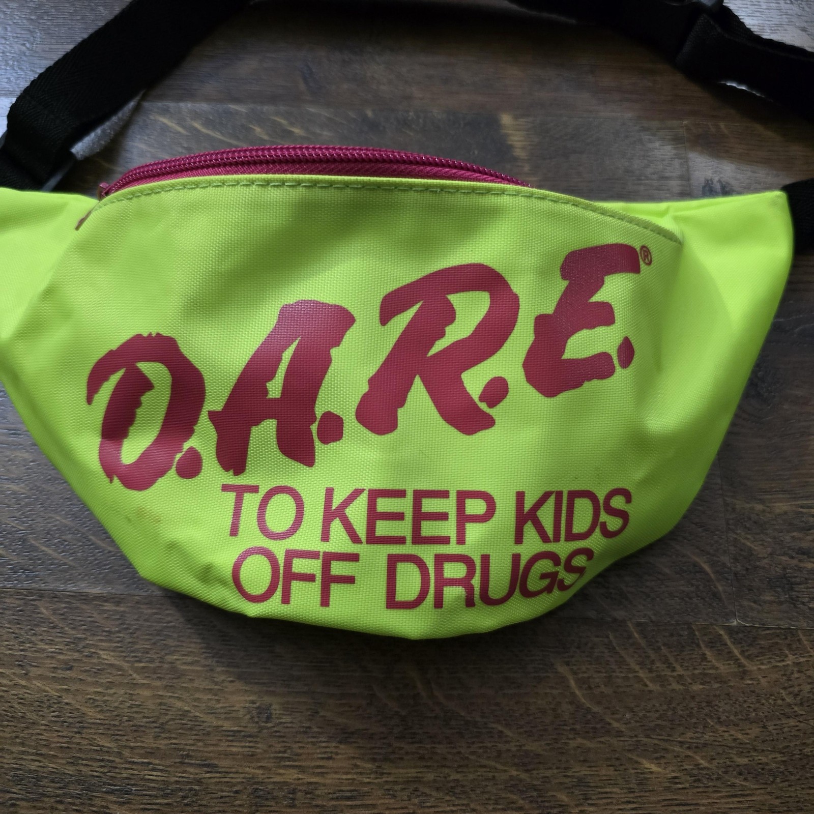 DARE Belt Bag Fanny Pack Yellow Neon 90s To Keep Kids Off Drugs festivals EDC