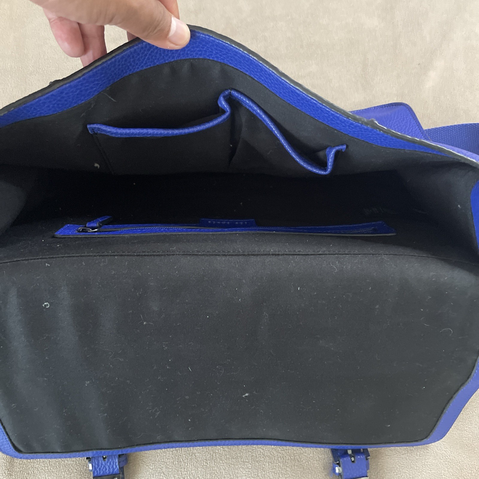 Ted Baker Mens Royal Blue Faux Leather Laptop Document Messenger Bag