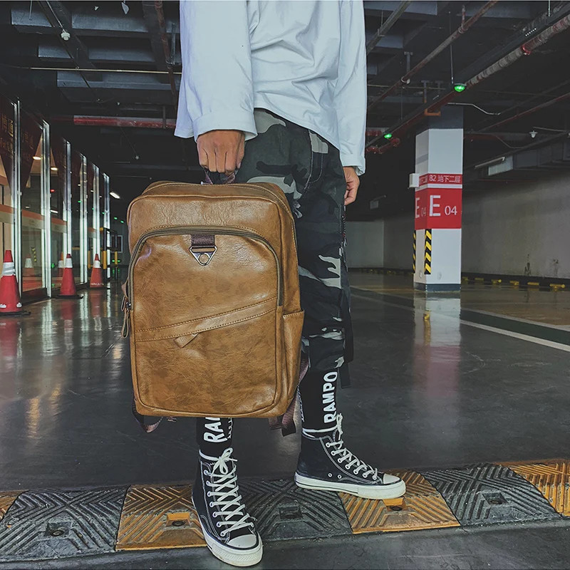 Men Backpack PU Leather Backpack Large Laptop Backpacks Men’s Mochilas Backpack