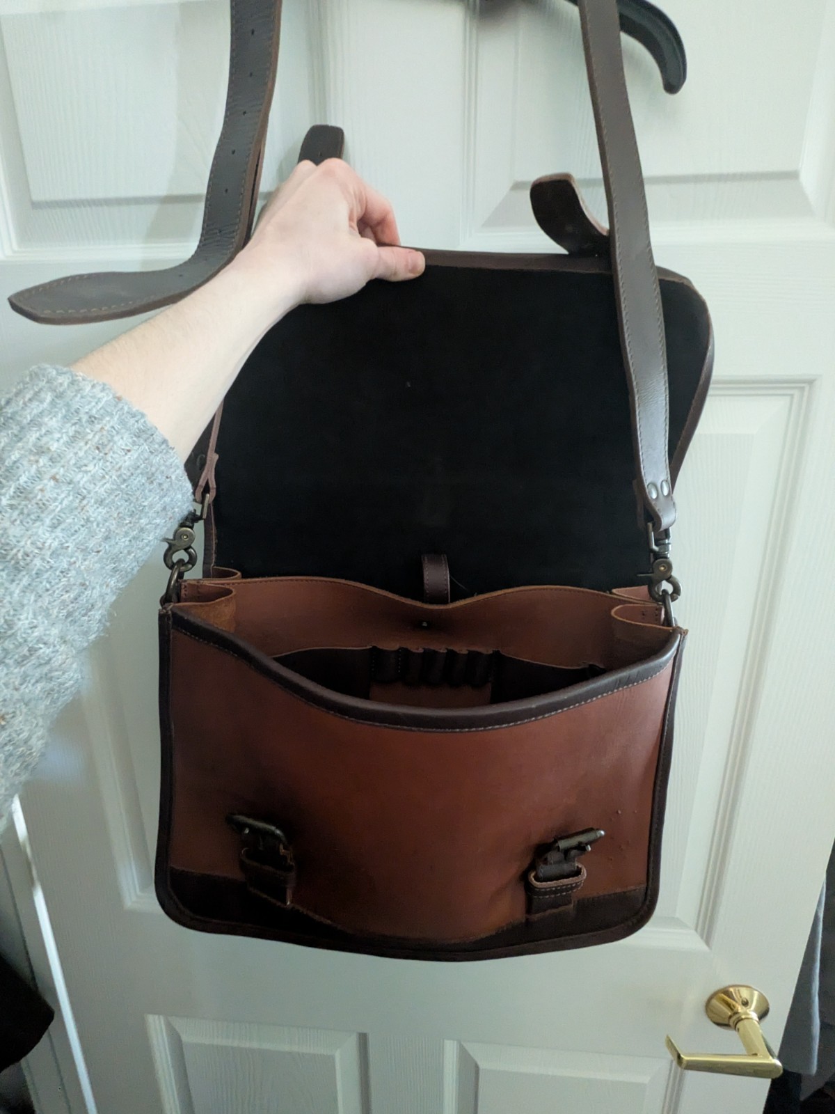 Buffalo Jackson Trading Denver Leather Briefcase Brown Bag w/Strap