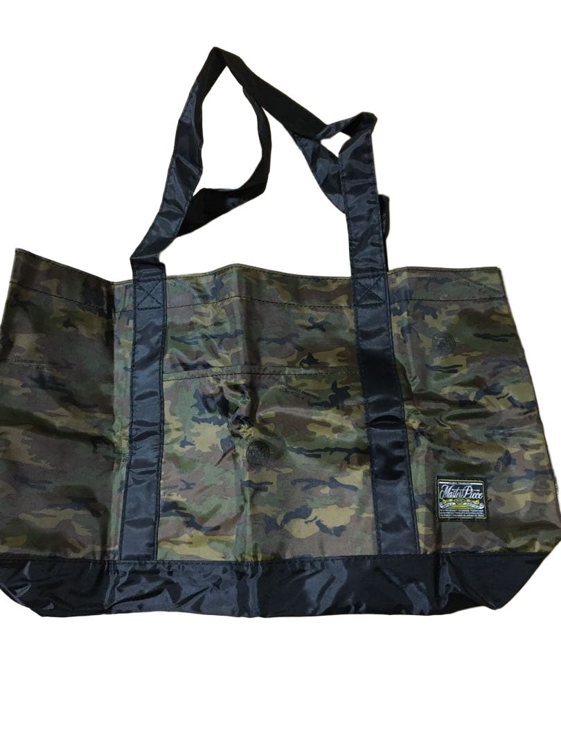 Masterpiece Nylon Camouflage Tote Bag Khaki Used 11x18x4in