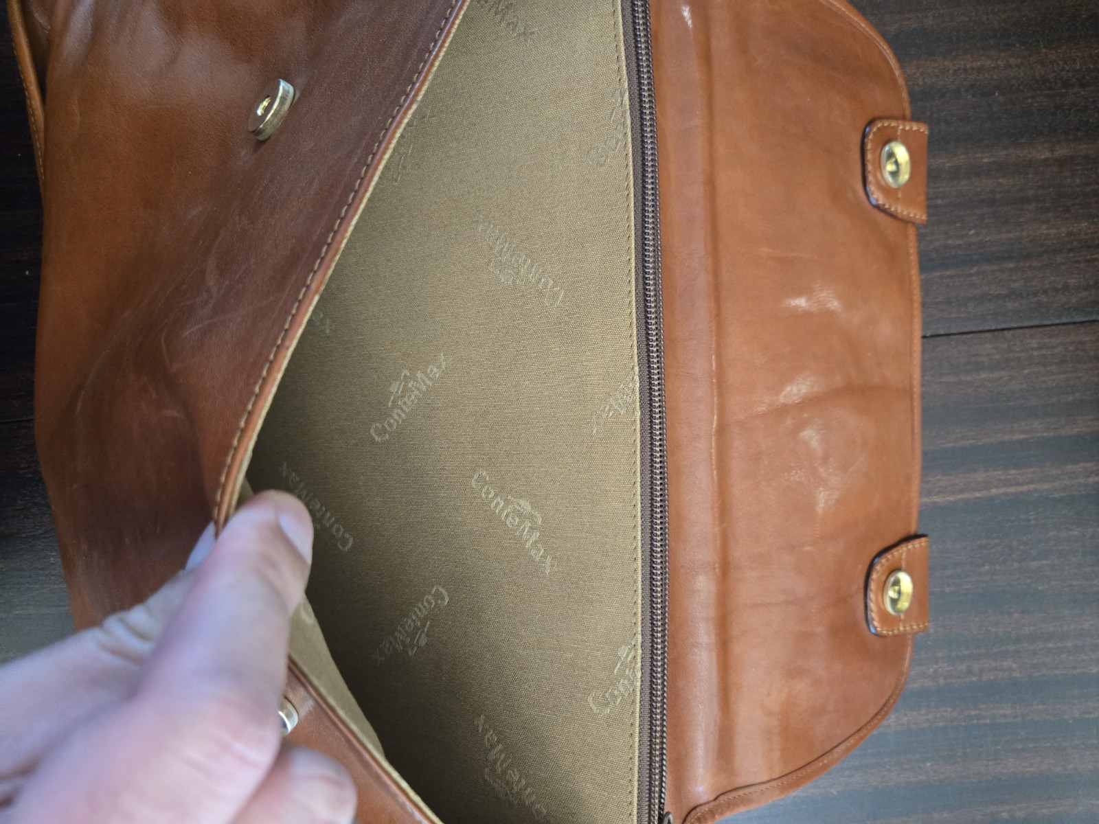 Mens Leather Conte Max Briefcase Made In Italy