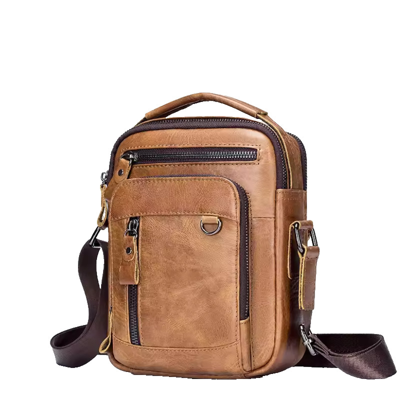 Men’s Genuine Leather Crossbody Bag Practical Bag Stylish Brown