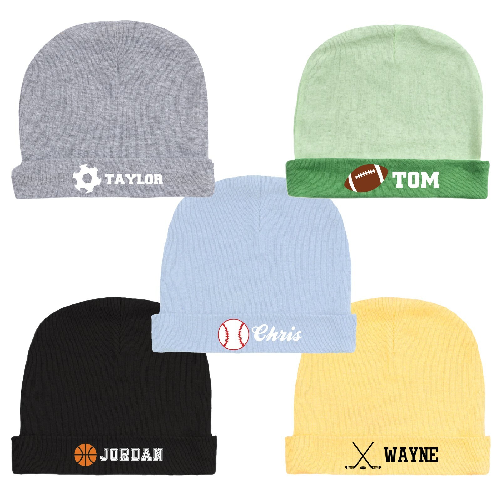 Personalized Baby Rib Cap | Sport Warm Baby Hats | Custom Newborn Baby Caps