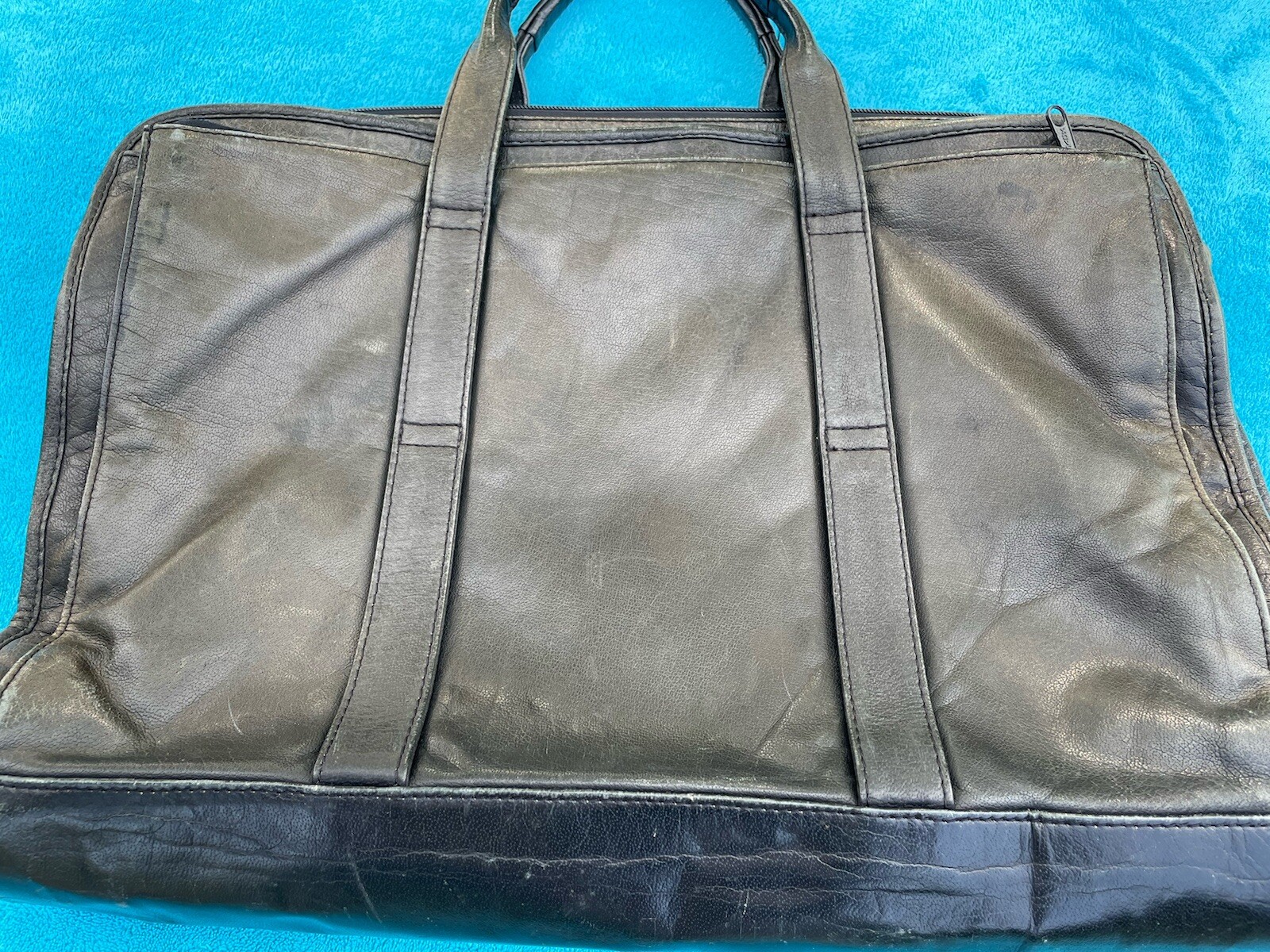 Vintage Leather Briefcase Portfolio Heritage Industries India Sun Faded Patina