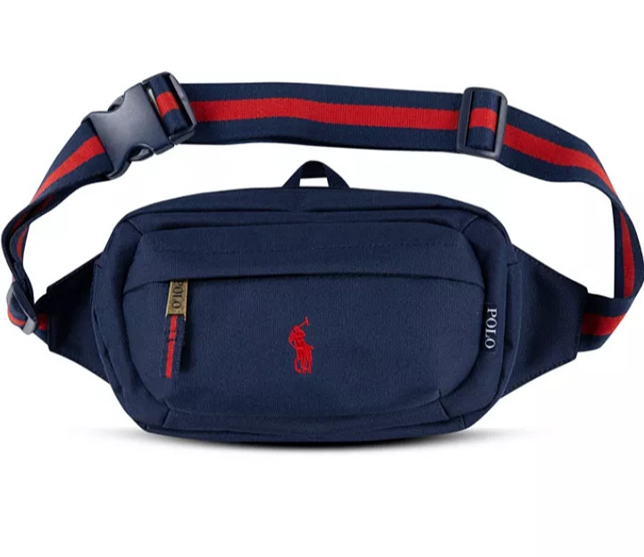 Polo Ralph Lauren Canvas crossbody Bag Belt purse NAVY Pony Logo NWT