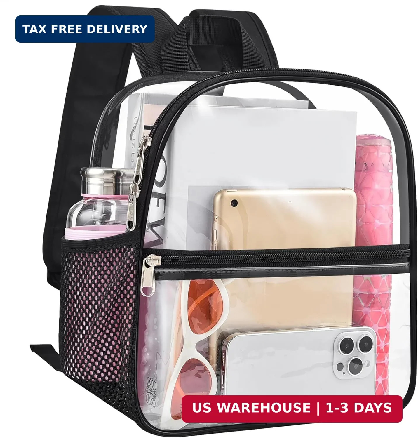 USPECLARE Clear Backpack for Stadium Approved 12×6×12, Water proof Clear Bag for