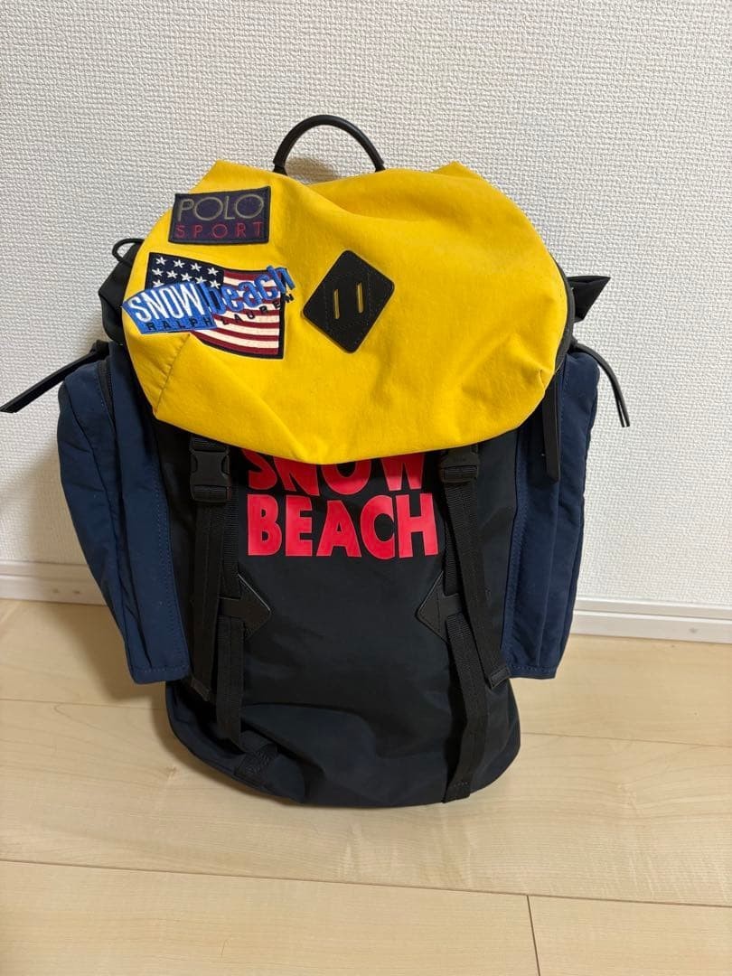 POLO RALPH LAUREN SNOW BEACH Backpack Black Yellow Red Vintage Limited Edition