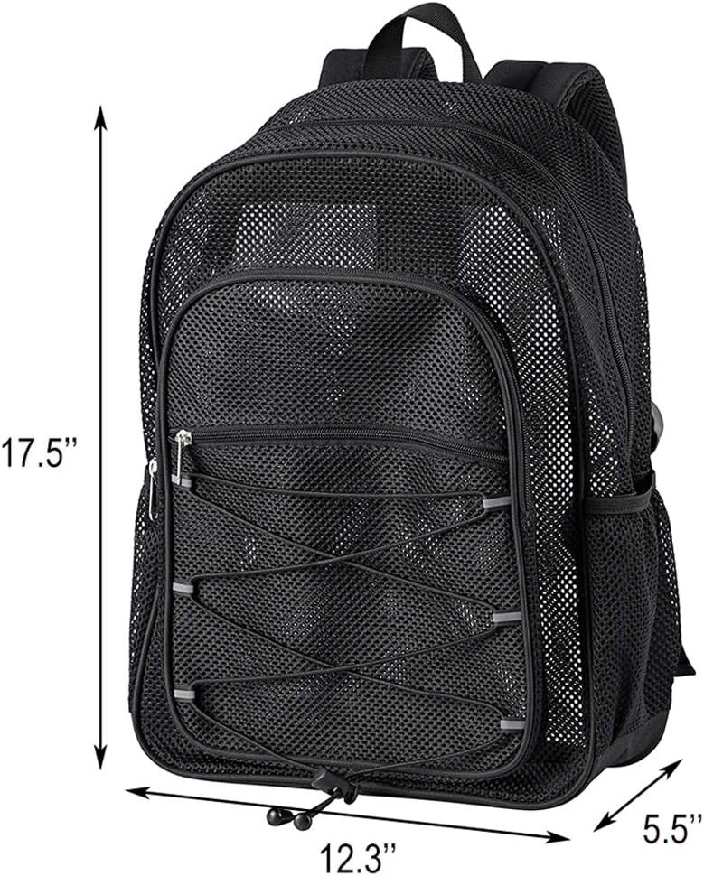 Heavy Duty Mesh Backpack See through College Backpack Semi-Transparent Mesh Book