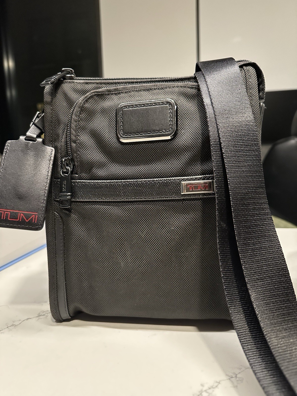 TUMI Small Pocket Bag / Crossbody Black Ballistic Nylon – Very Good Condition