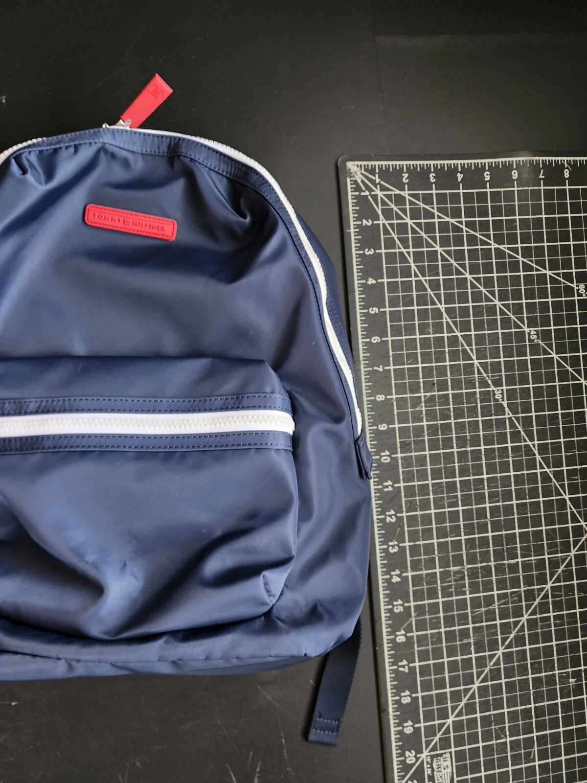 Tommy Hilfiger Backpack Bookbag School Bag Navy Blue Nylon Logo Zipper Pockets