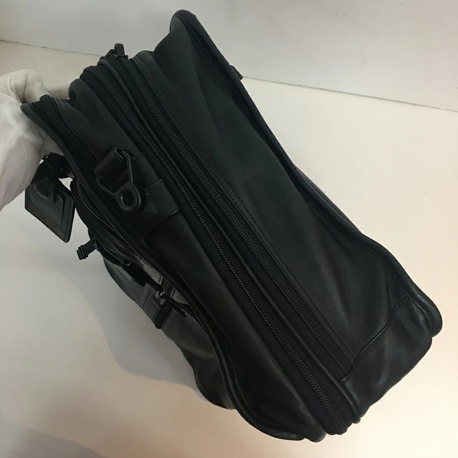 TUMI Organizer 2-Way Briefcase Black Leather Men Business Handbag