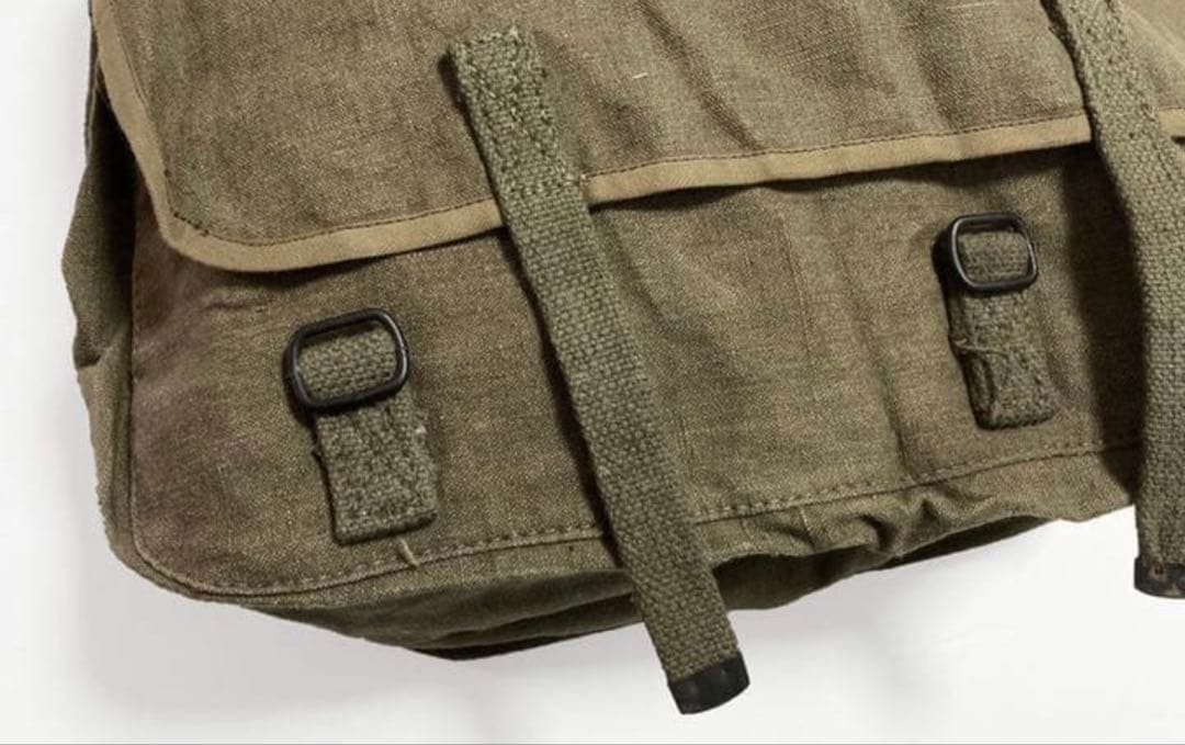 French Army Shoulder Bag Durable Thick Linen Canvas Green Military Vintage 50s