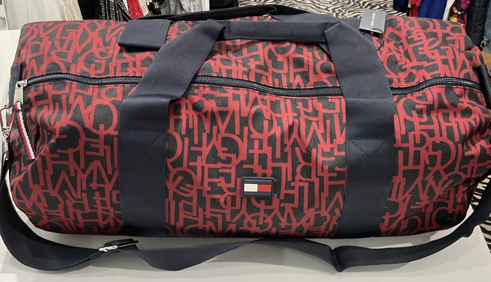 Tommy Hilfiger All Over Print Navy/Red Duffle Bag-New With Tag-FREE SHIPPING!