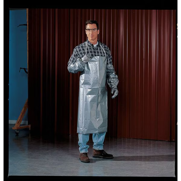 North Disposable Bib Apron, EVOH, Polyethylene, Sealed, 2.7 mil, 45 in, Silver,