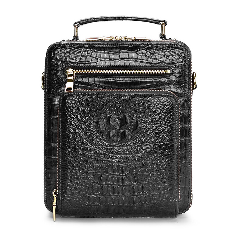 Handcrafted 100% Genuine Croco Skin Sling Shoulder Bag Men’s 8″ Small Handbag