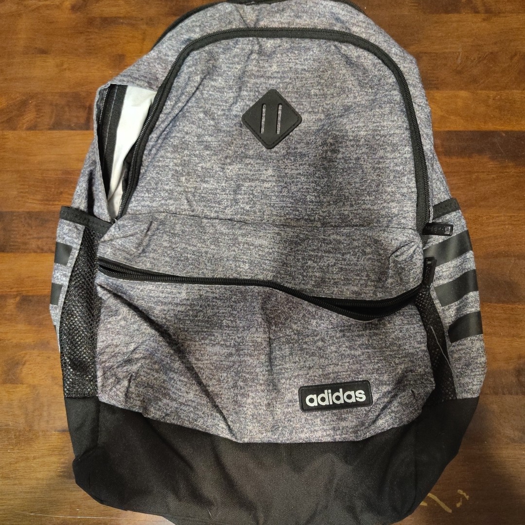 Adidas Core Backpack Classic 3 Stripe Tech Friendly Gray & Black