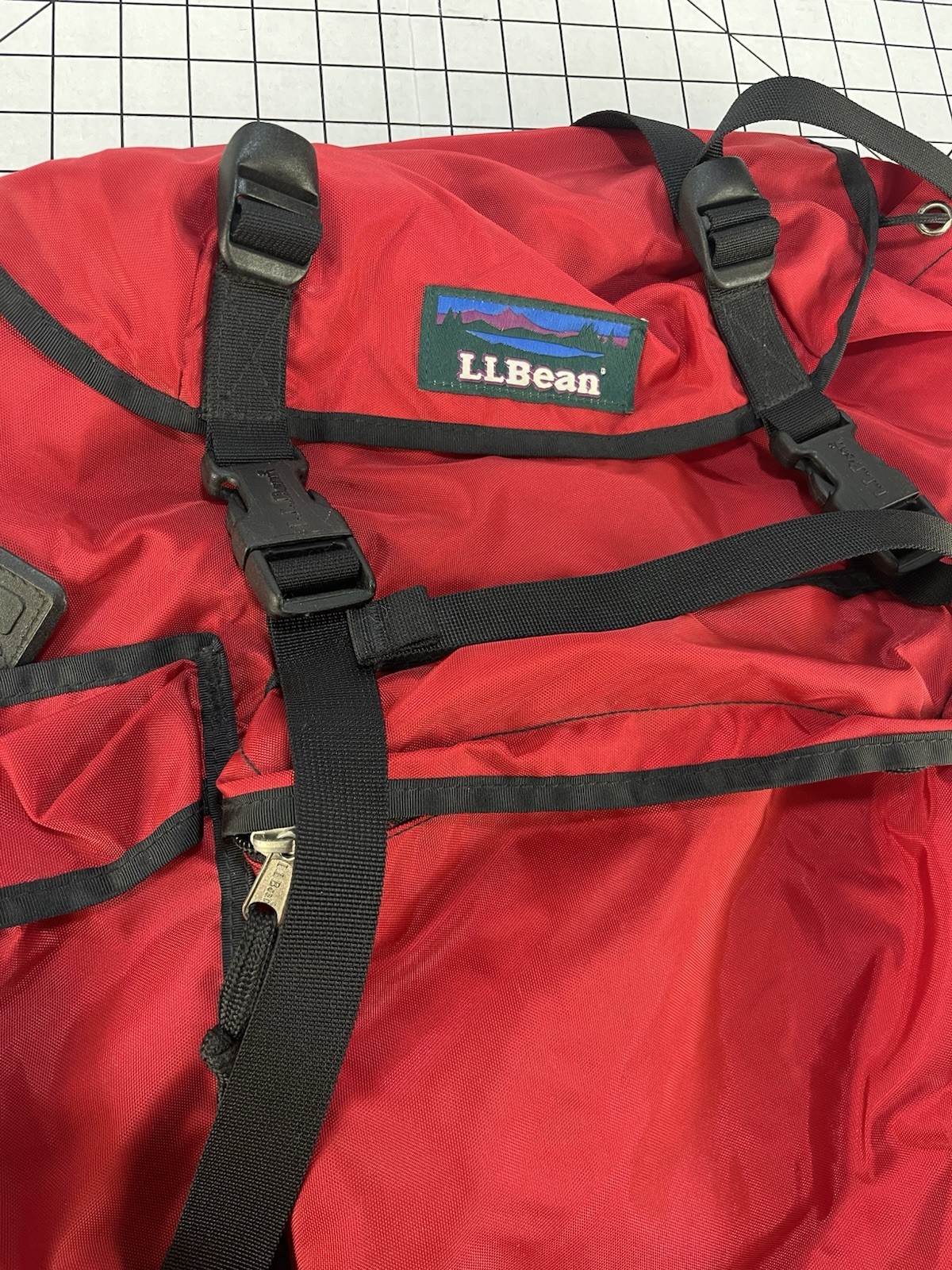 LL Bean Red Black Continental Rucksack Backpack Military Bag Vtg 80s 90s Hiking