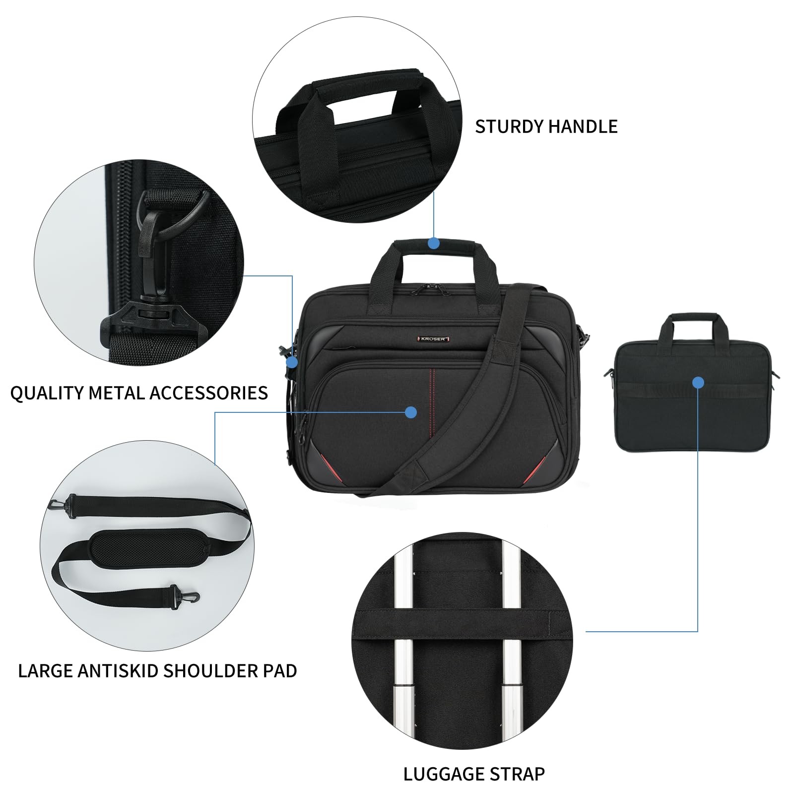 15.6 Inch Laptop Briefcase Computer Bag, Messenger Shoulder Bag