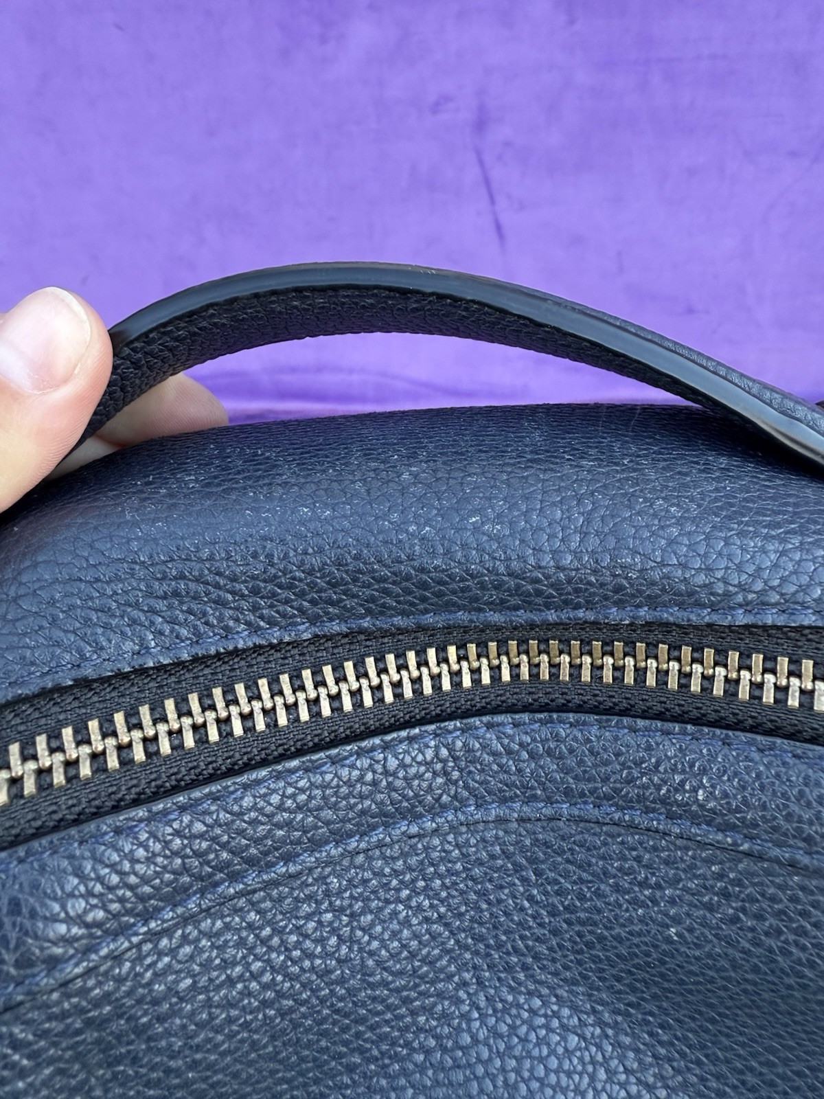 COACH Metropolitan Soft Backpack Pebbled Leather Navy Blue