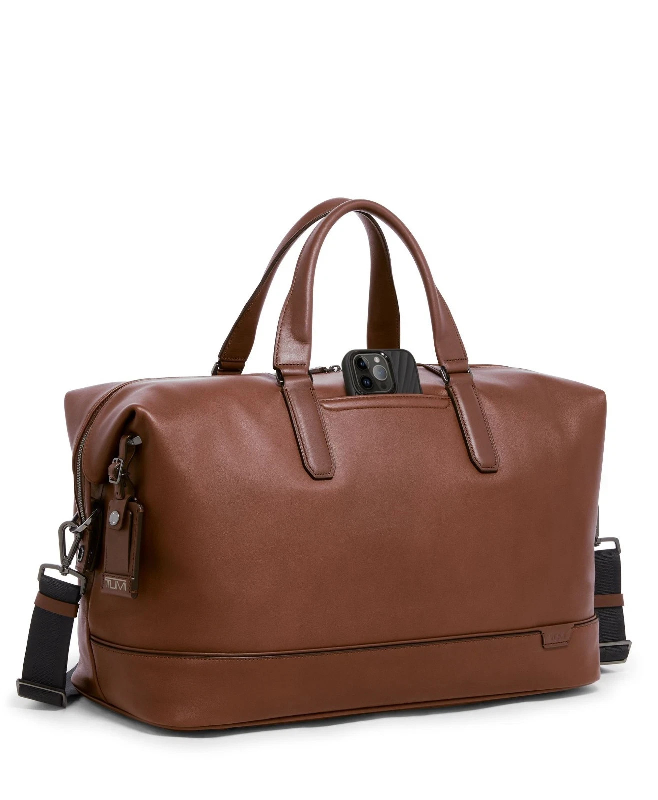 TUMI Harrison Nelson Duffel Cognac Leather Gunmetal Hardware NEW