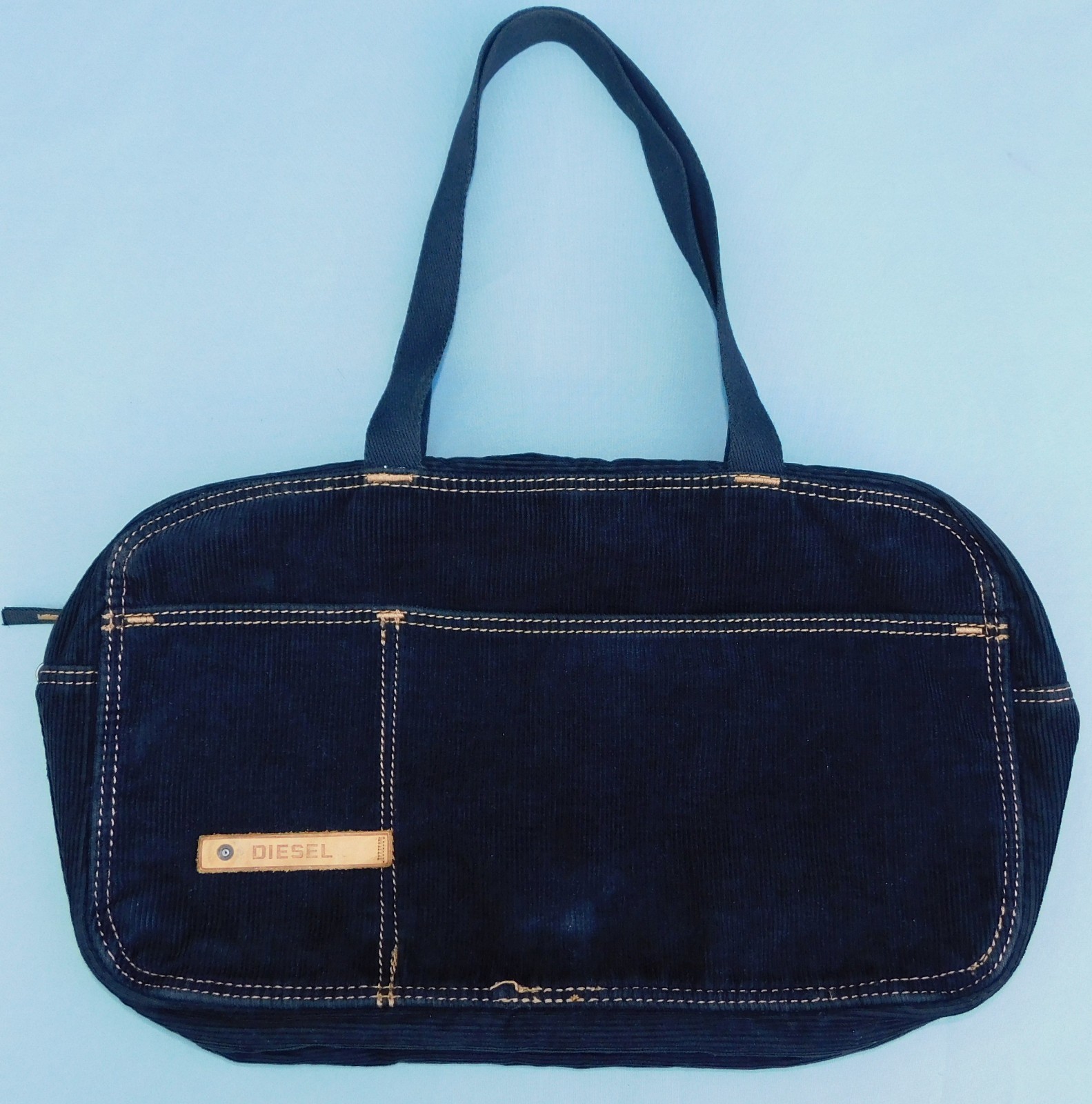 Y2K 2000s VINTAGE DIESEL SPARE PARTS VELVET CORDUROY SHOULDER BAG