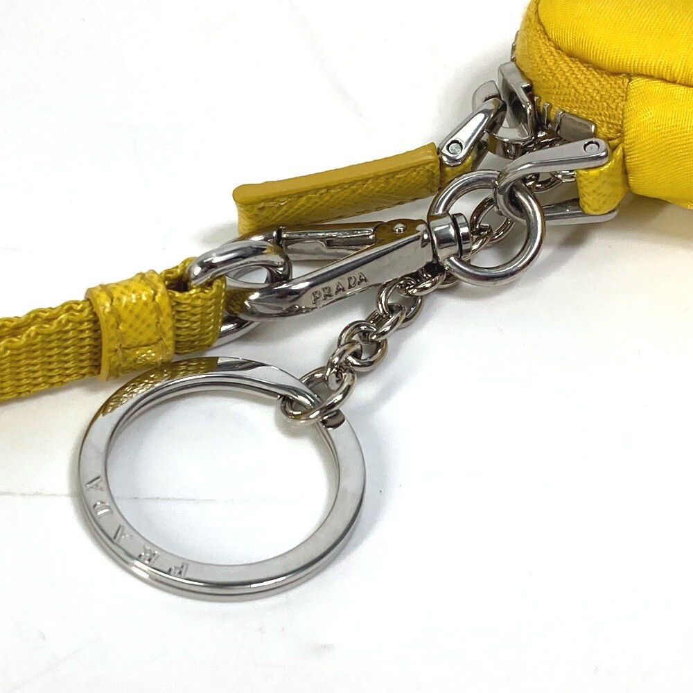 PRADA 2TT140 triangular plate Re Nylon Key ring with neck strap Pouch Unused