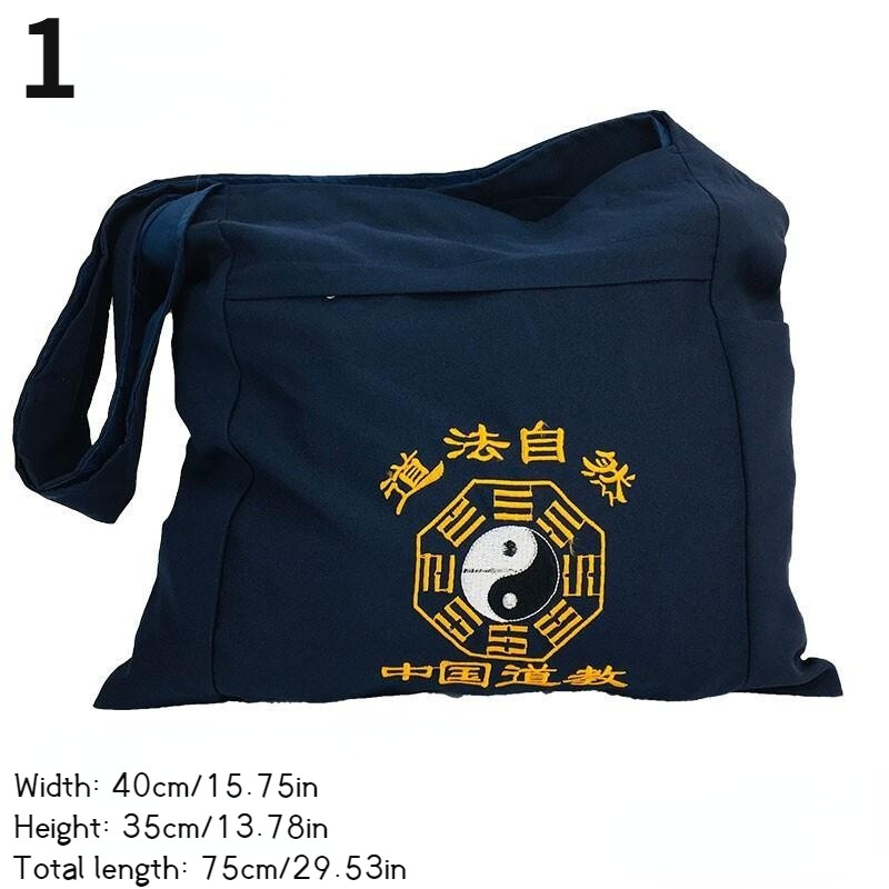 Chinese Embroidery Canvas Bag Zipper Taoist Bag Shoulder Bag Tai Chi Bagua
