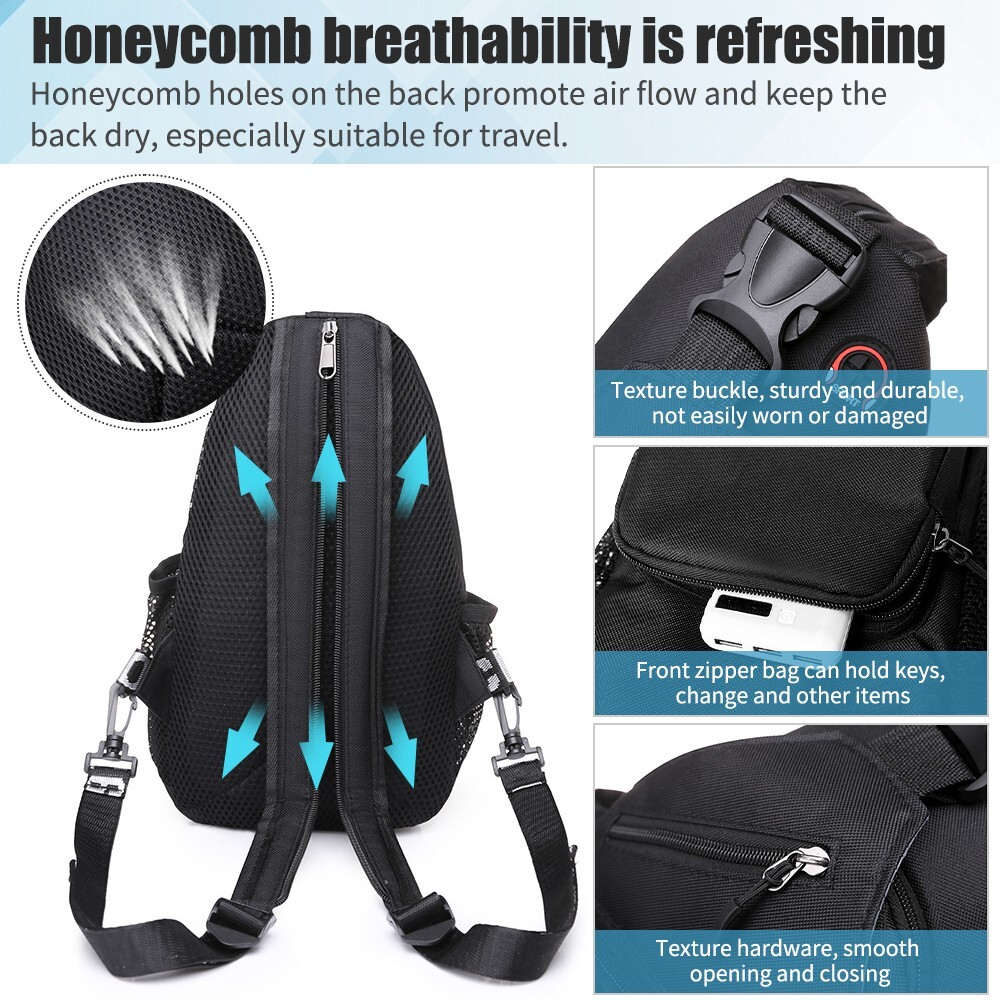 Men’s Nylon Sling Bag–Backpack Chest Shoulder Crossbody Fanny Pack Sport Travel