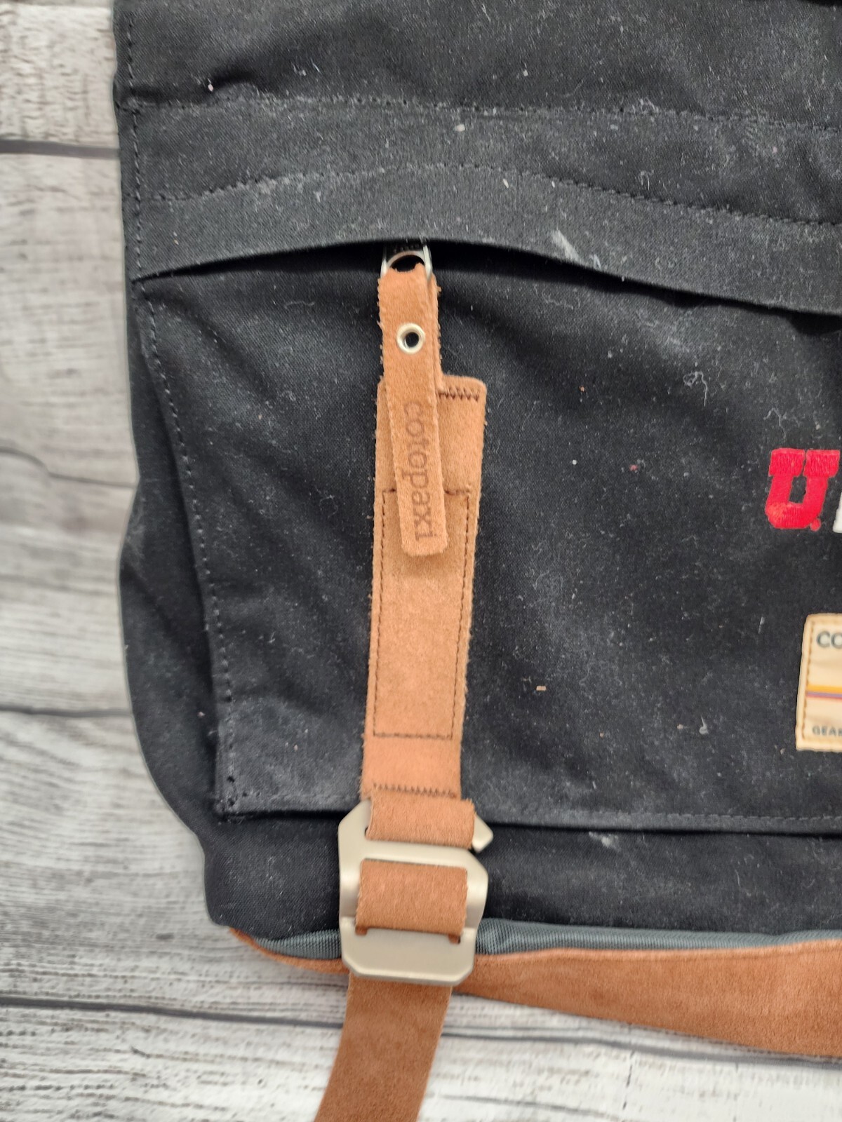 Cotopaxi Canvas Shoulder Messenger Laptop Bag Brown Leather Trim KPong 15 L