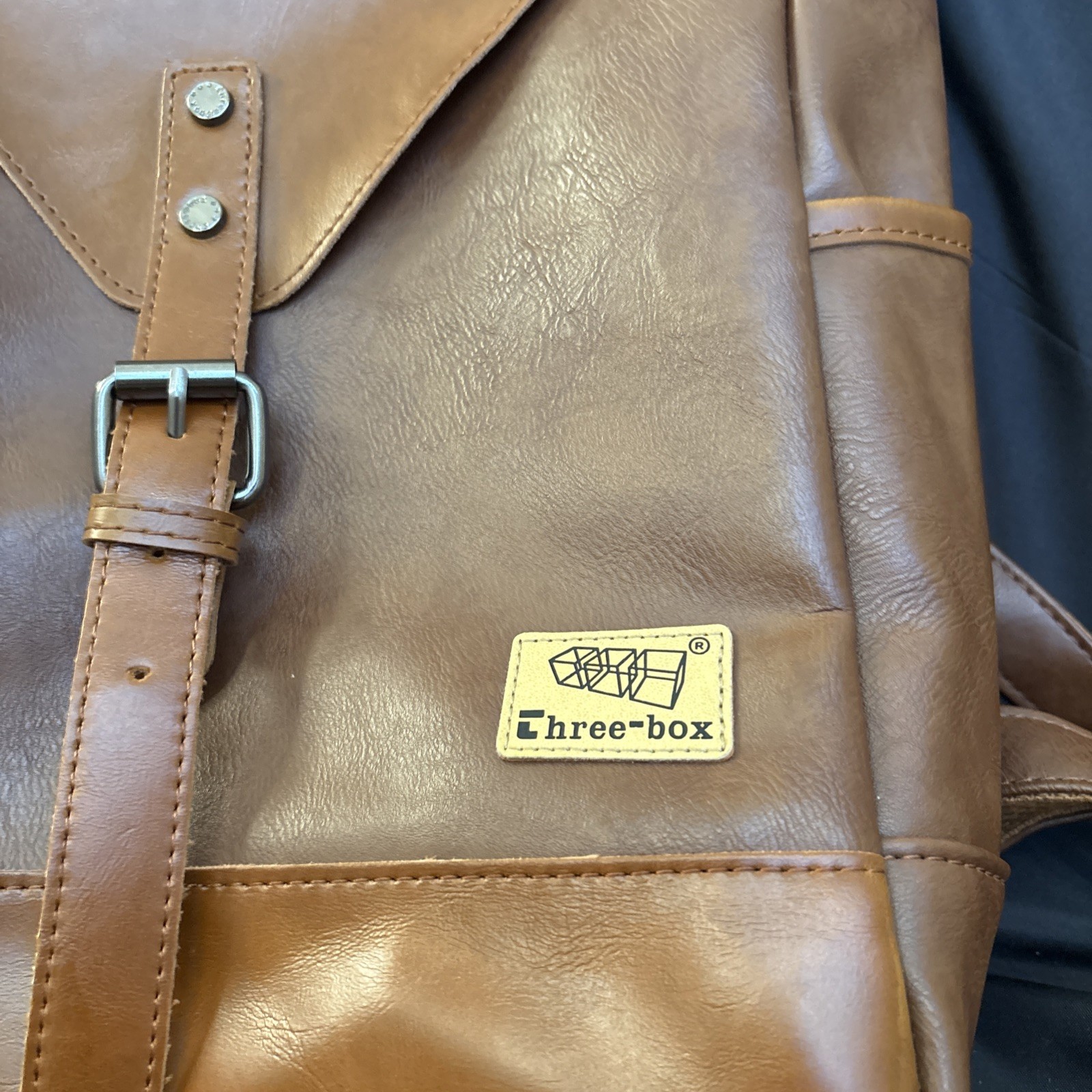 THREE- BOX VEGAN LEATHER BACKPACK VERY CUTE AND LARGE STYLISH VINTAGE