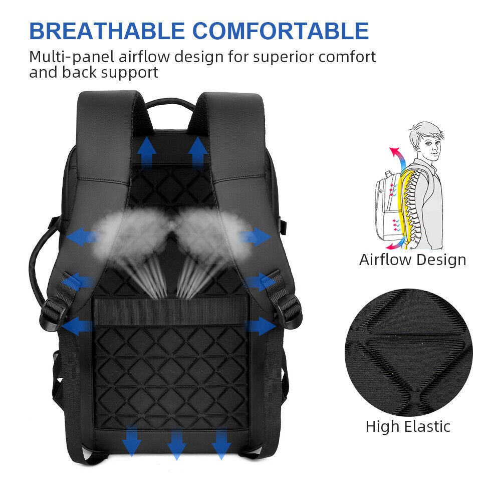 Men Laptop Backpack Waterproof Large Rucksack Travel School Business Bag w/USB