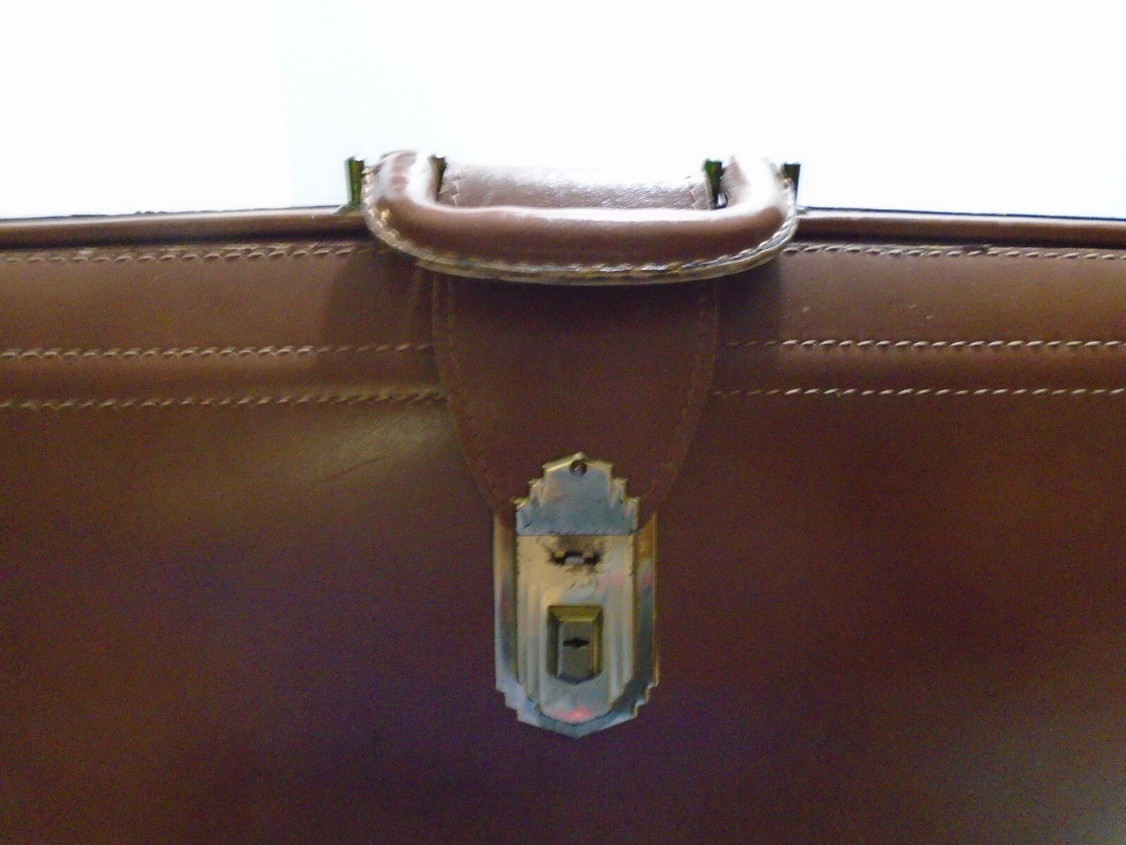 Vintage Brown Cowhide Leather Multi Sectioned Briefcase Made in USA 18″x14″x5″