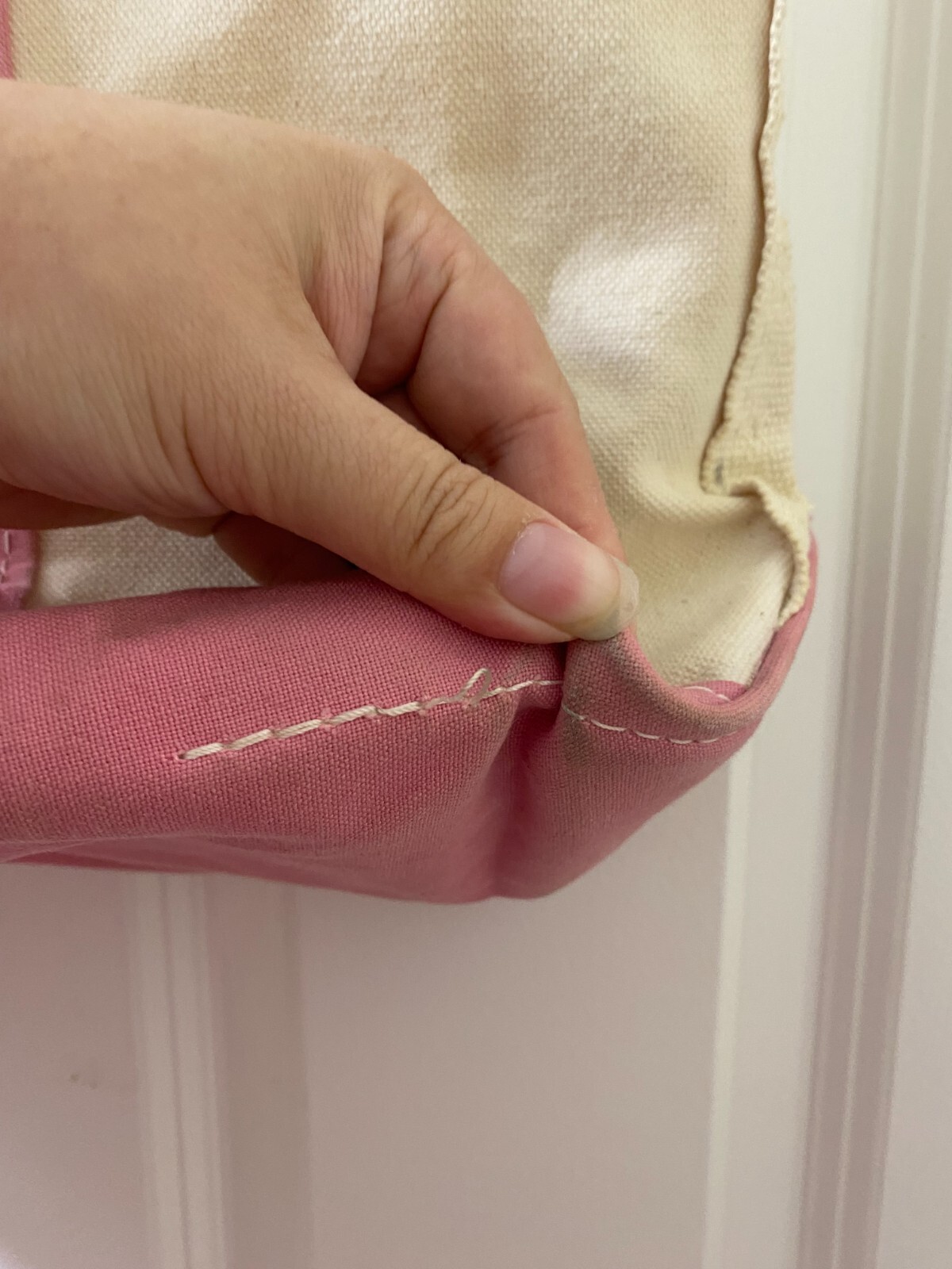 Vintage LL Bean Classic Canvas BOAT AND TOTE ZIPPER Bag PINK WHITE MOM