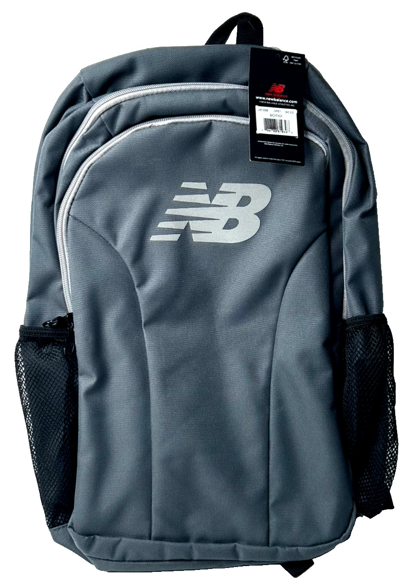 New Balance Grey Backpack Lightweight Everyday School Travel Bag New with Tags