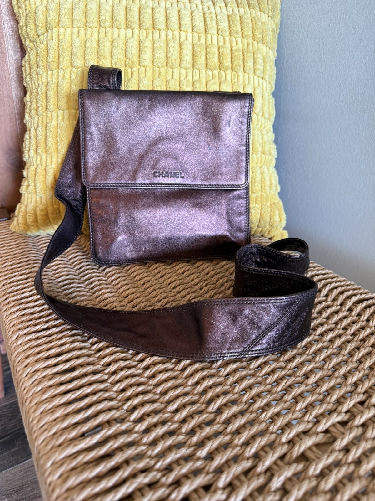 CHANEL Shoulder Bag bronze/Brown Lambskin unisex