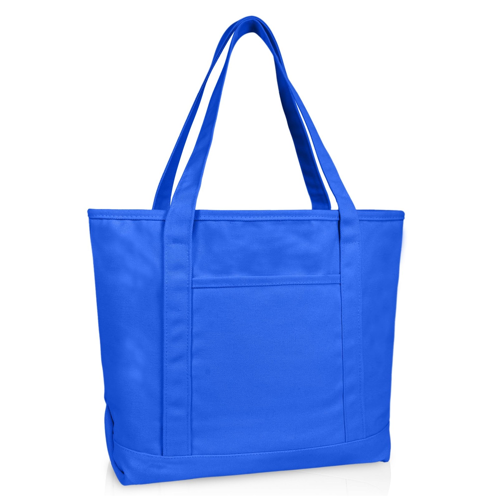 DALIX 20″ Solid Color Cotton Canvas Shopping Tote Bag in Medium, Royal Blue