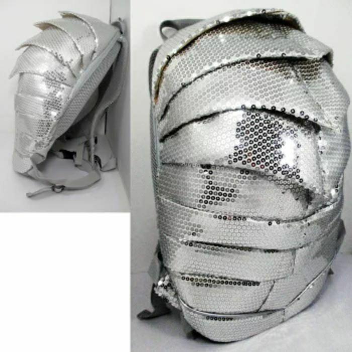 Beetle Backpack Silver Sequins Round Form H48.5×W45×D16 cm from Japan F/S